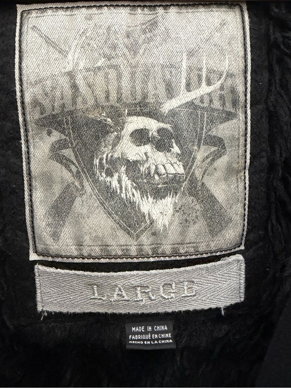 Fox Racing Sasquatch Men Sz L Black Faux Fur Lined Zip Hooded Jacket Grunge Y2K - Picture 2 of 12